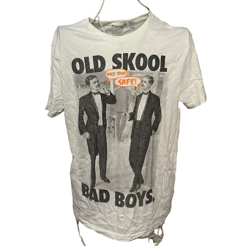 Nordstrom men Topman stretchy graphic old skool Bad boys t-shirt size Large Good